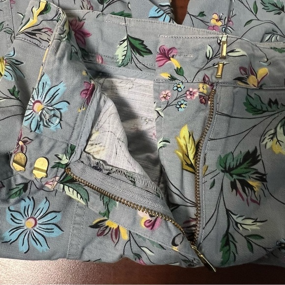 ANTHROPOLOGIE Victoria Floral Cargo Utility Pants High Rise Gray Blue Size 4 - Picture 10 of 14